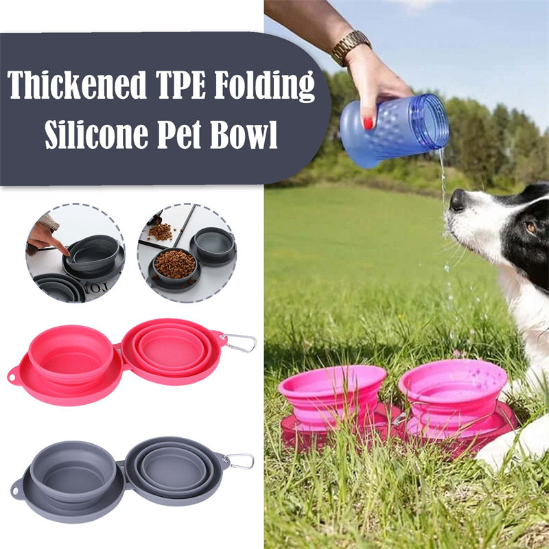 foldable rubber double pet feeding bowls