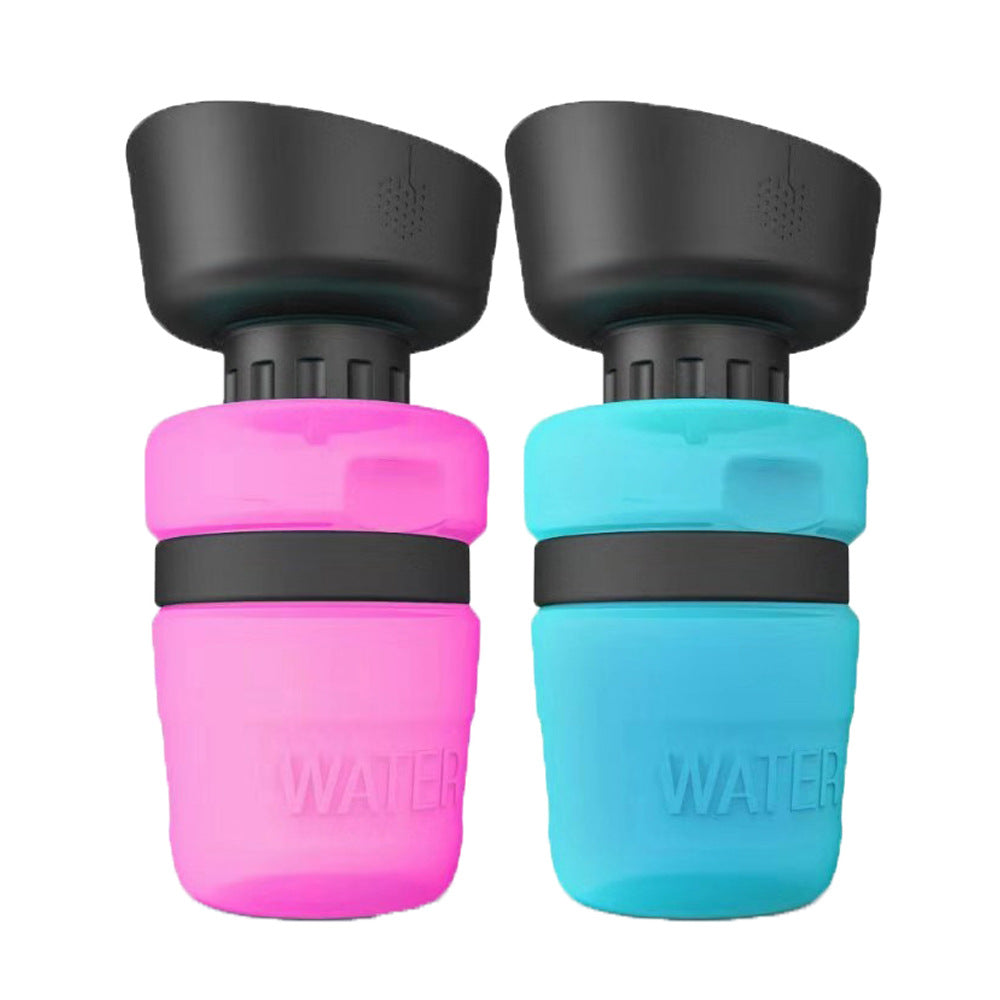 rose and blue foldable pet travel water bottle