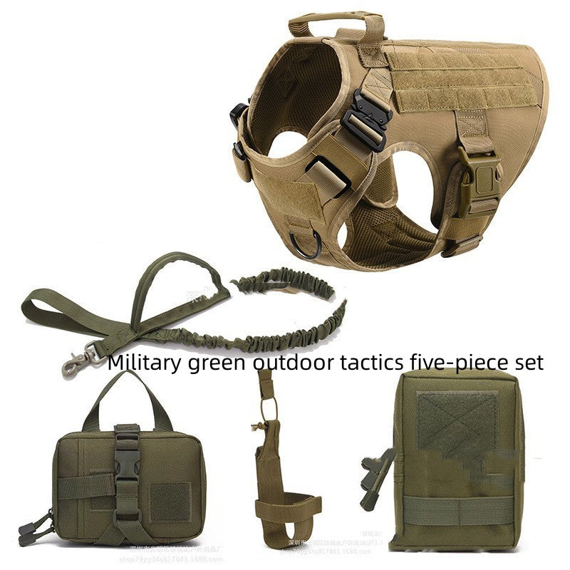military green outdoor tactical five piece set for dog 