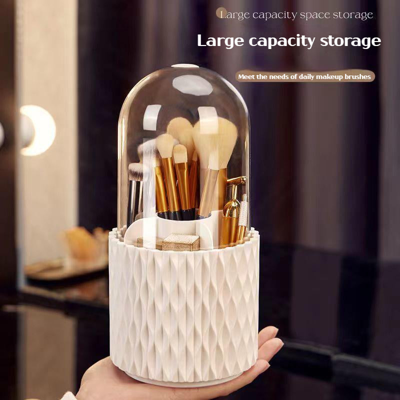 rotating acrylic makeup brush holder with lid