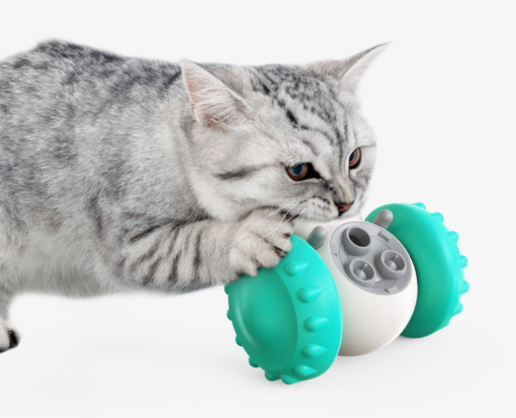 lake blue multifunctional smart pet feeding car toy for cats 