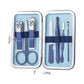 blue professional nail care set with scissors and clippers