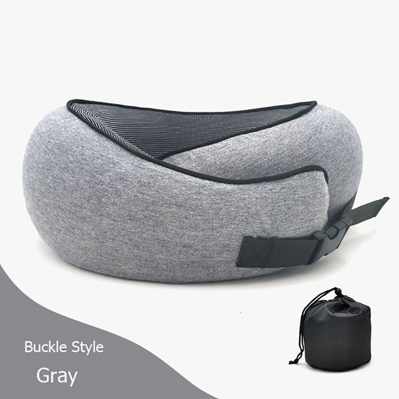 buckle style grey non-deformed u-shaped travel neck pillow