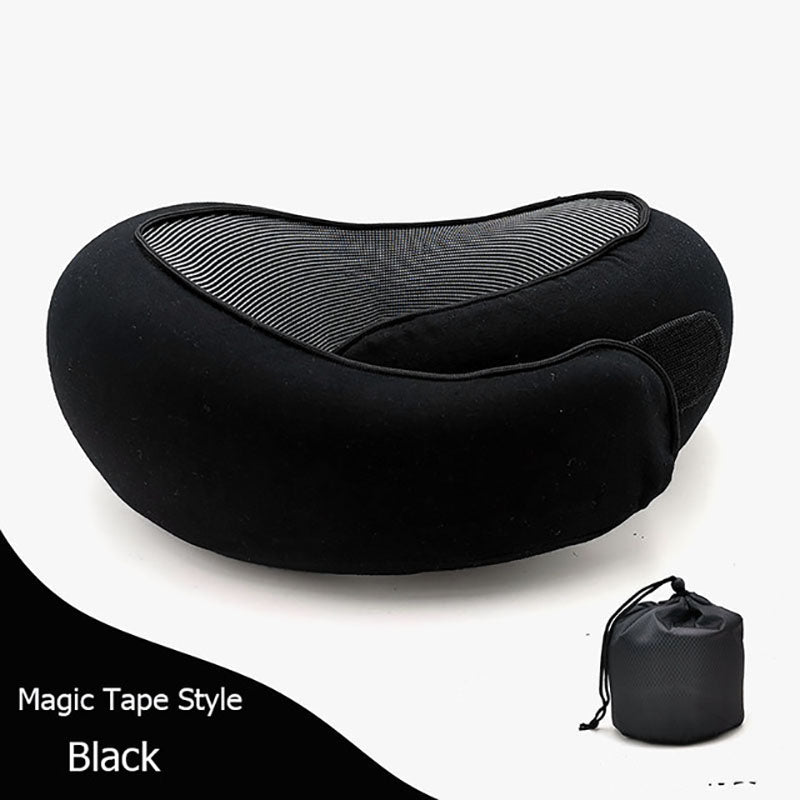 black non-deformed u-shaped travel neck pillow