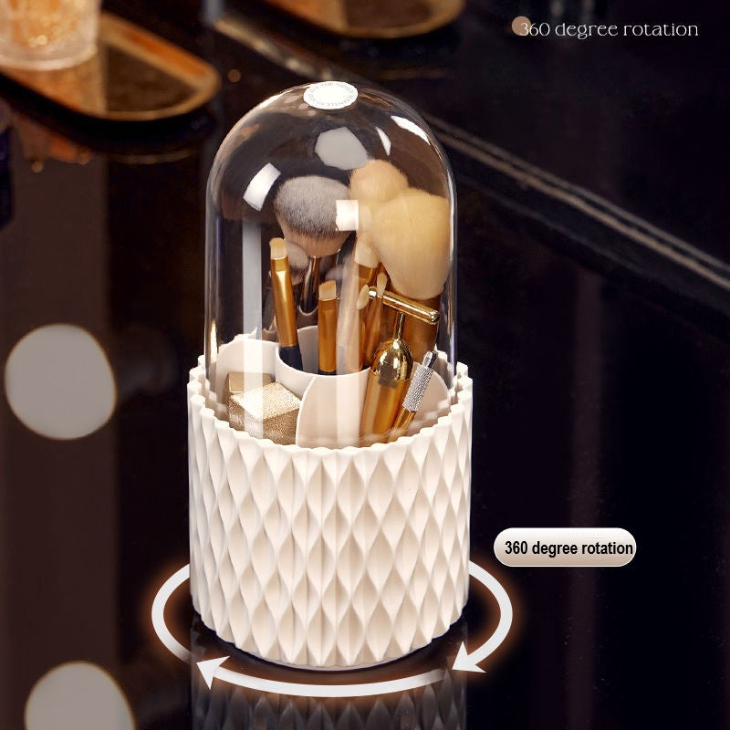 rotating acrylic makeup brush holder with lid