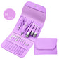 purple professional nail care set with scissors and clippers