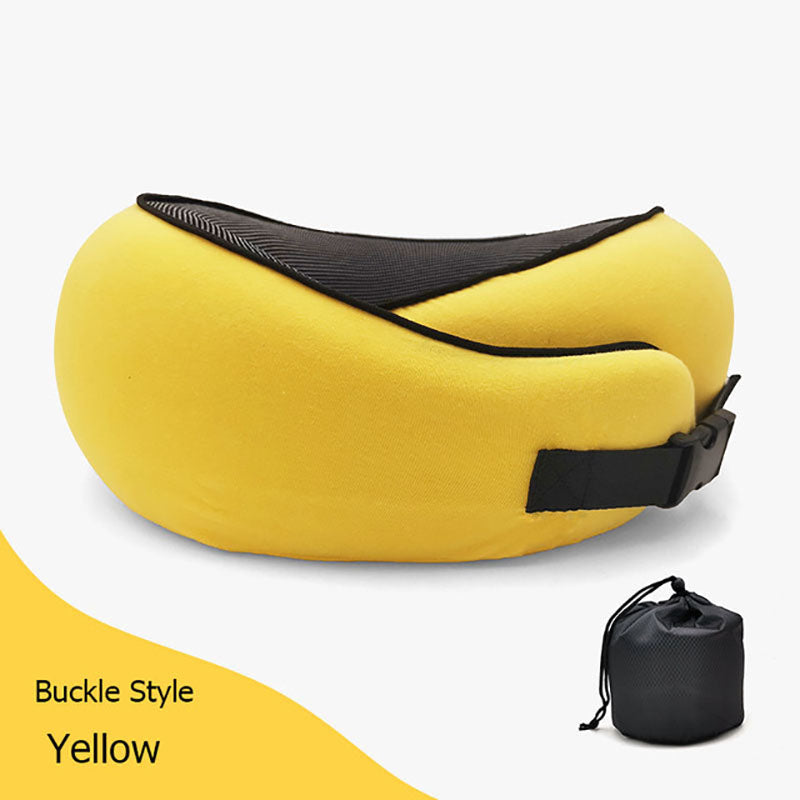 yellow non-deformed u-shaped travel neck pillow