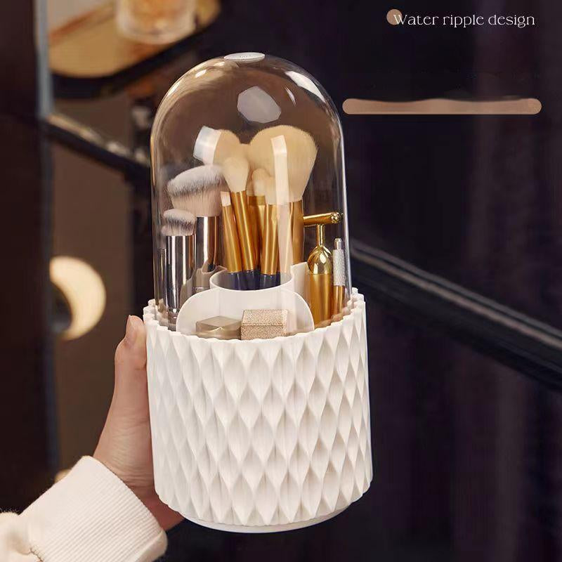 rotating acrylic makeup brush holder with lid