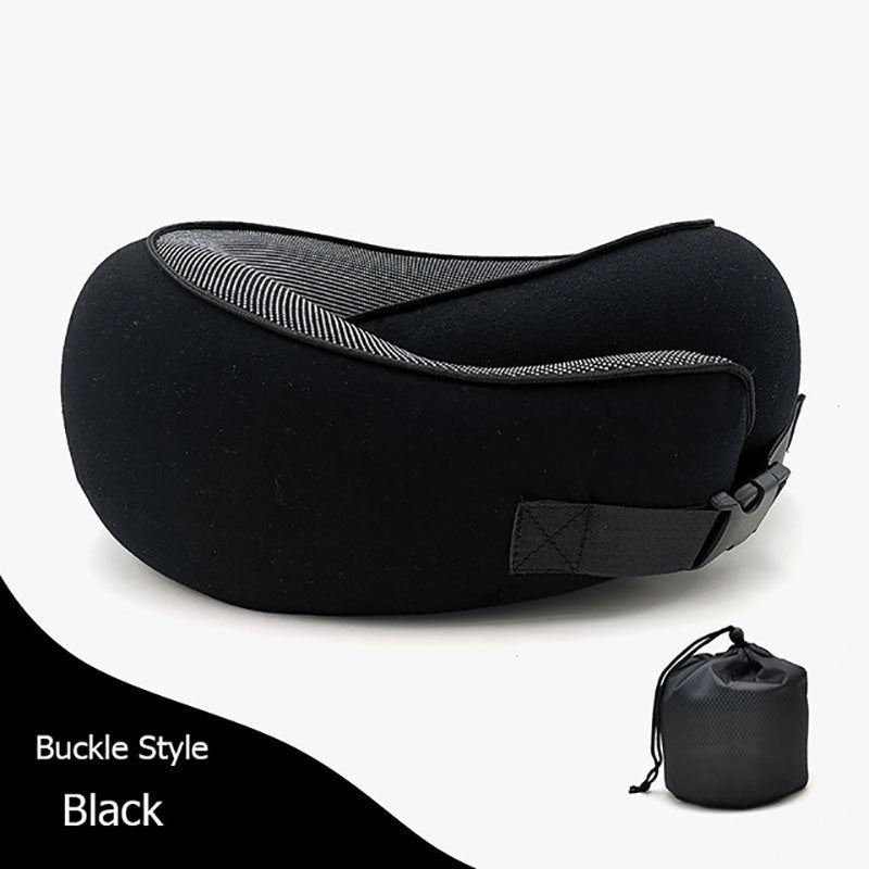 black non-deformed u-shaped travel neck pillow