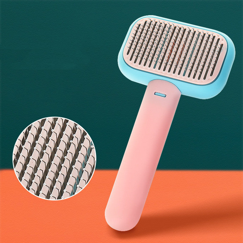 pink pet hair brush-stainless steel grooming comb